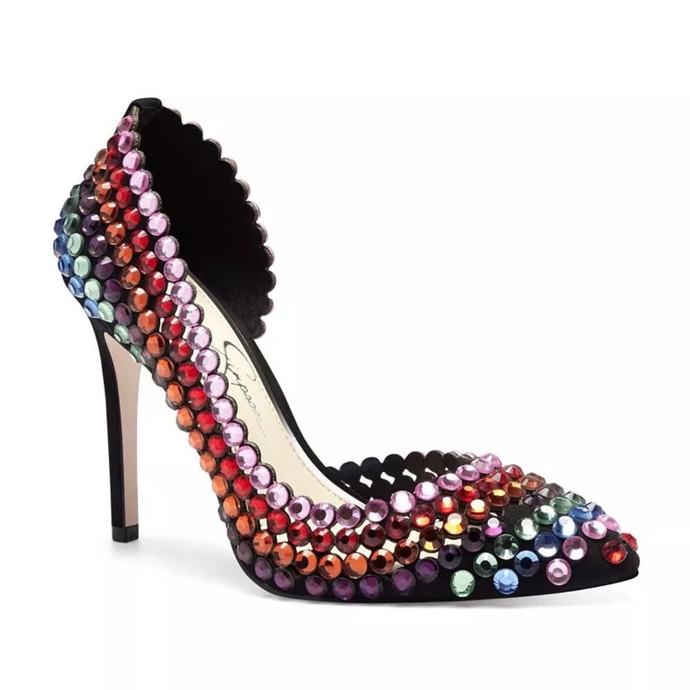 Jessica Simpson Preppi Rainbow Rhinestone Heels